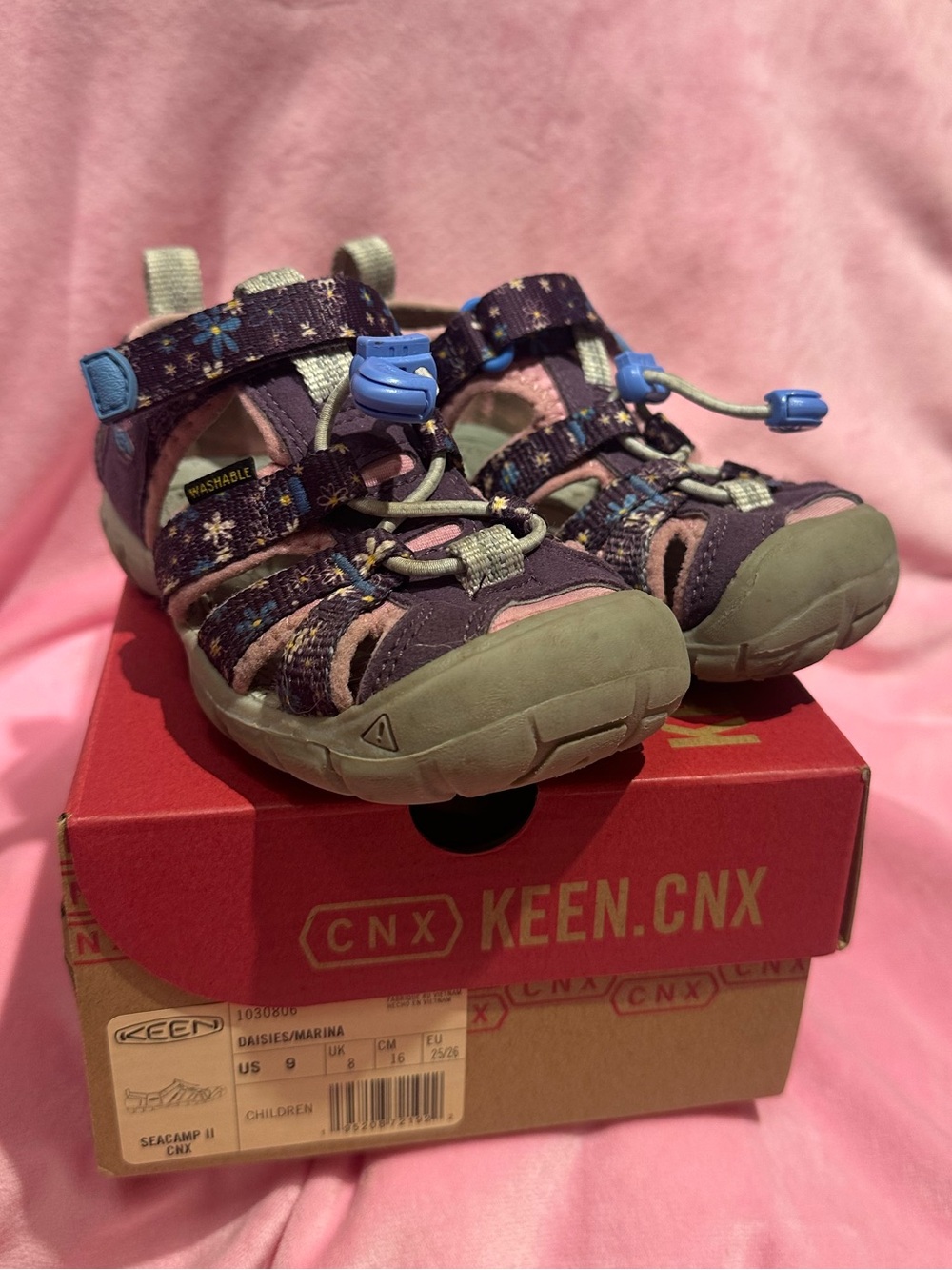 Keen Kids Purple Floral Closed-Toe Sandals with Pink Accents